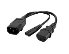 C14 to C13 IEC 10A Mains Power Y Splitter M/F 60cm Cable Kettle Lead PC Monitor