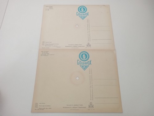 Set Of 2 Colorvox Hungarian Record Postcards 1960's 45 RPM Tourist Unused 6" - Picture 4 of 12