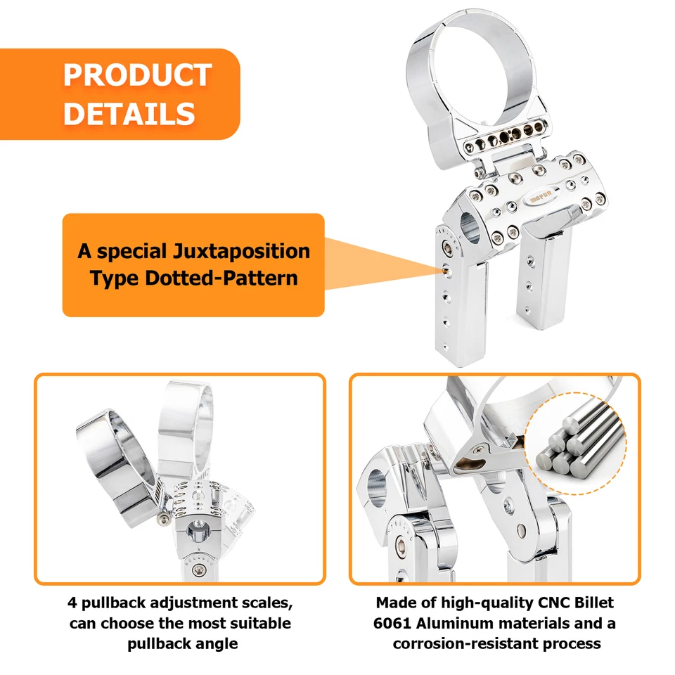 6" Handlebar Riser Clamp with Gauge Mount Housing for Harley Dyna Fat Street Bob - Imagem 4 de 4