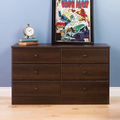 Dark Brown Wooden 6 Drawer Double Dresser Chest Drawers Clothes Storage  Cabinet | eBay