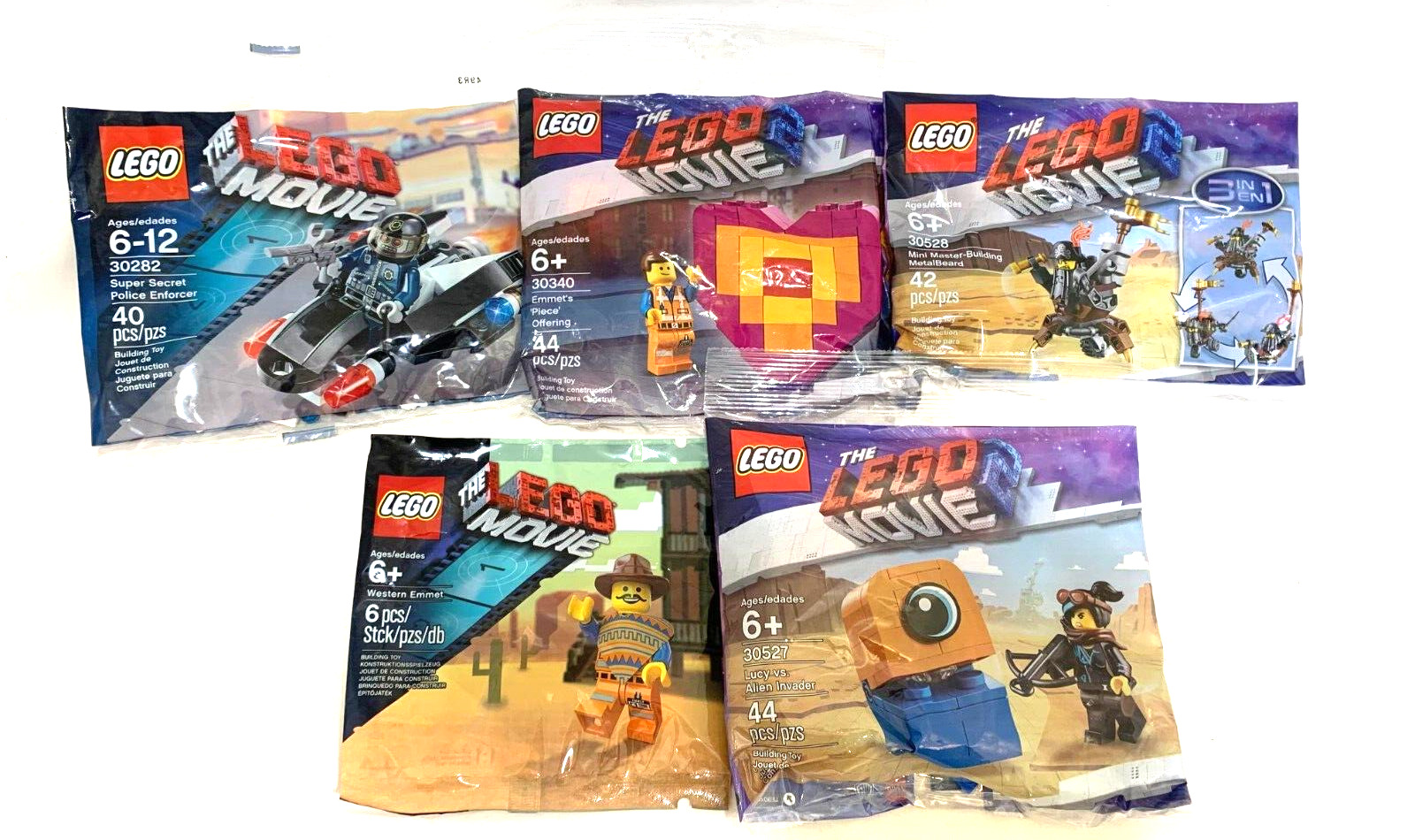 LEGO MOVIE POLYBAG lot x5 30282 30340 30528 30527 Police Western Emmet Lucy