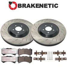 FRONT BRAKENETIC Slotted Brake Rotors+Ceramic Pads Hellcat SRT w/6 PISTON BREMBO