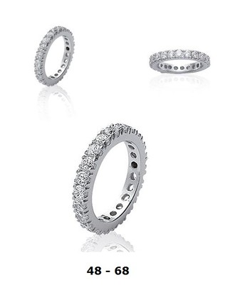 Alliance Dolly-Bijoux - Argent 925 Rhodié - Taille 52 - Rail De Diamants Cz - Neuf Avec étiquettes