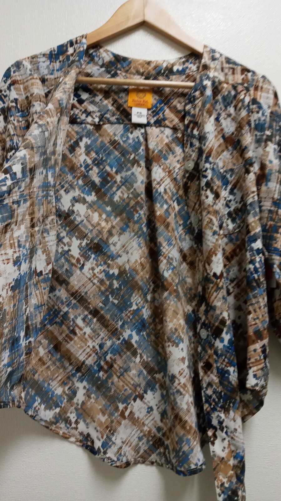 Ruby Rd. Blue & Brown Abstract Button Front 3/4 B… - image 10