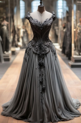 smokey grey wedding dresses Dark Short Sleeves V Neck A Line Lace Appliques Bridal Gown Gown Indowestern