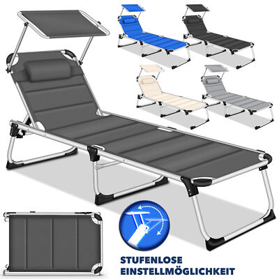 tillvex  Sonnenliege klappbar Alu Gartenliege Liege XXL Strandliege mit Dach