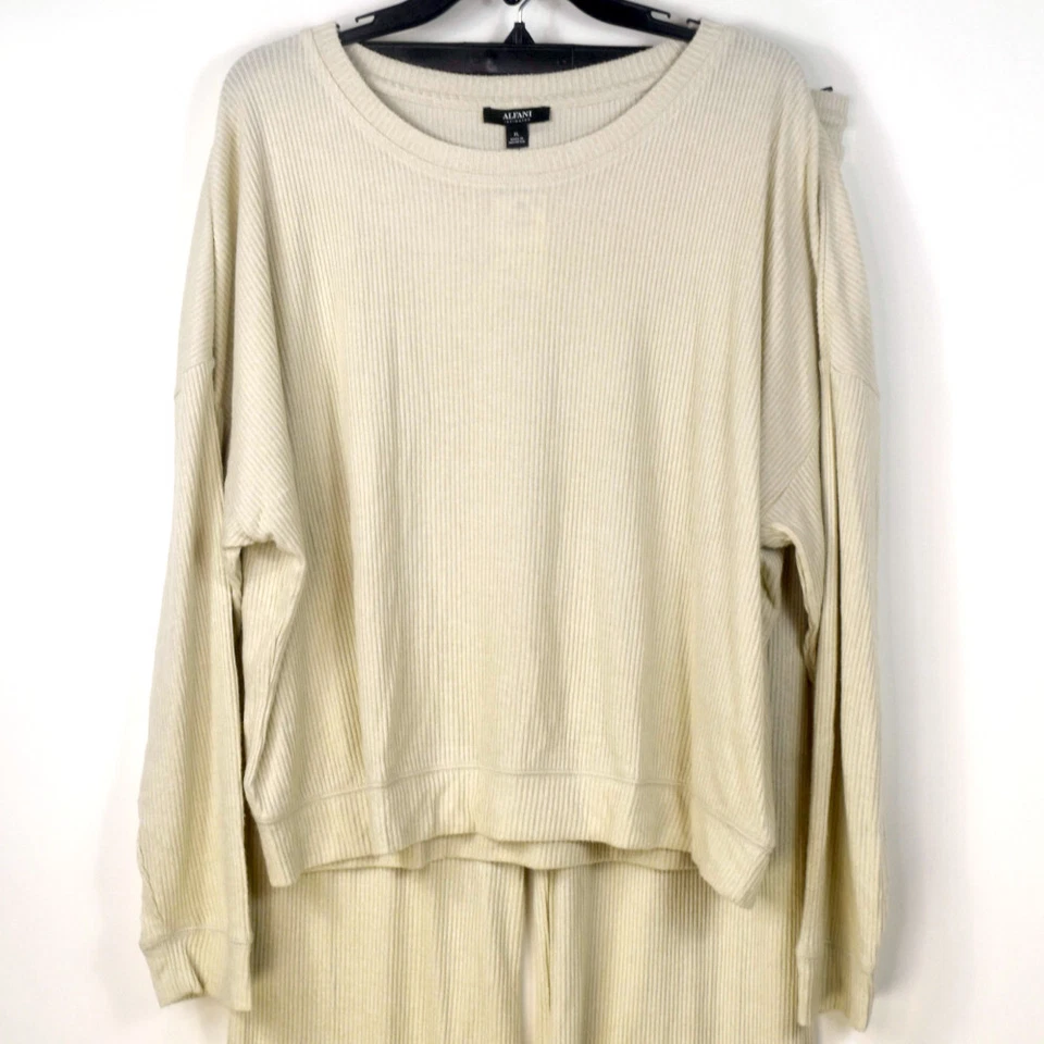 Alfani Womens 2 piece Ribbed Pajama Top & Pants Set Choose Size & Color New - Image 3 of 4