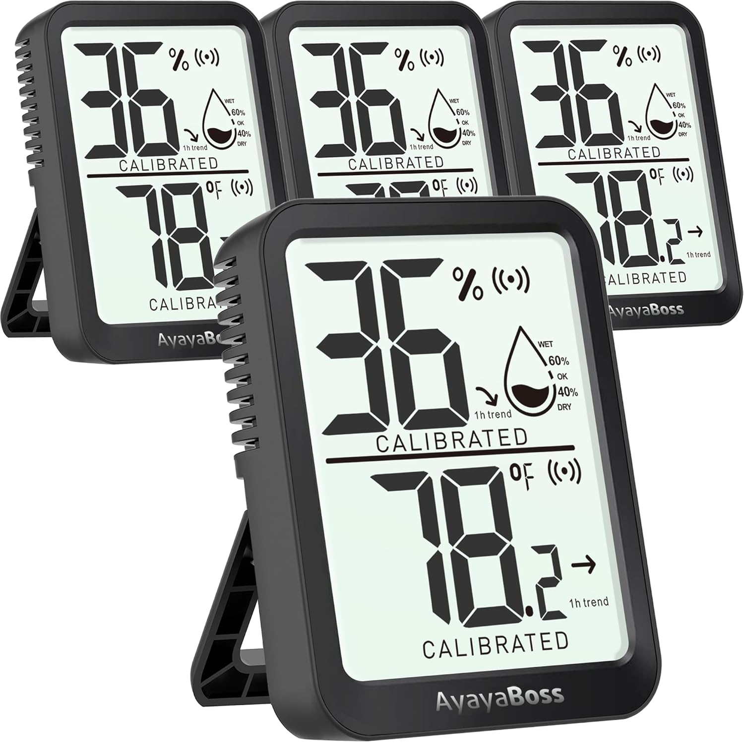 4 Pack Digital Humidity Gauge and Room Thermometer for Home