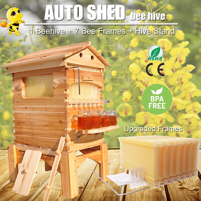 Auto Shed Bee Hives Beekeeping Boxes Beehive + 7 x Bee Hive Frames + HAVE STAND