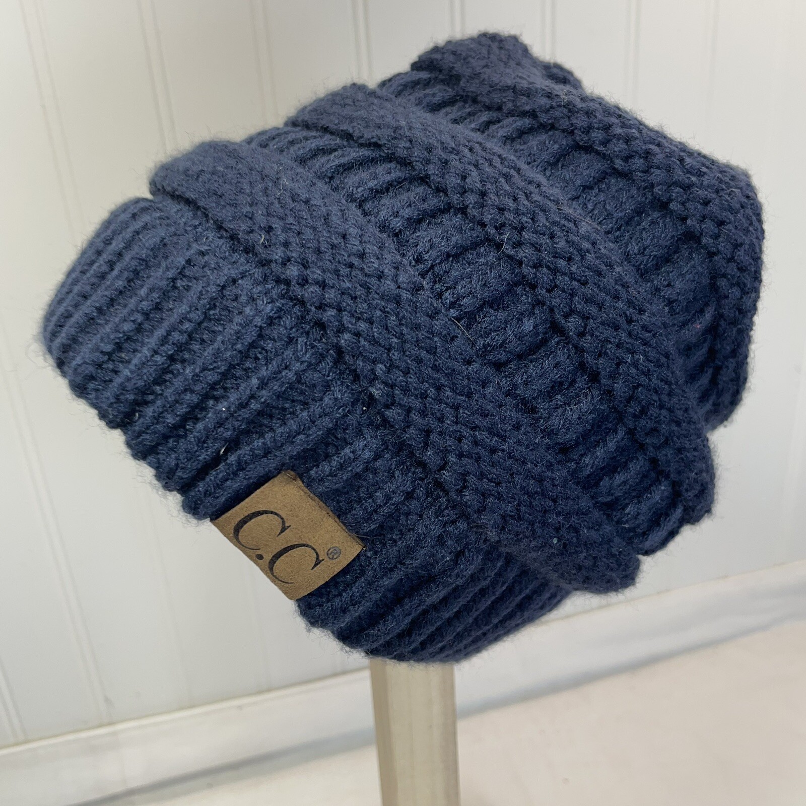 CC Beanie New Women's Knit Slouchy Thick Cap Hat Unisex Navy C.C Beanie