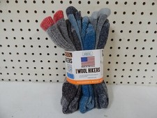 Omni Wool Unisex Merino Wool Hiker Crew Socks 3 Pack-Large-73713-Red/Gray/Teal