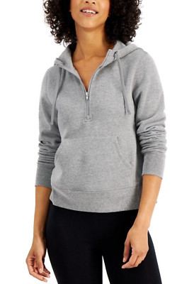 IDEOLOGY Women's Half Zip Hoodie Sweatshirt sz L Large Stormy Heather Gray