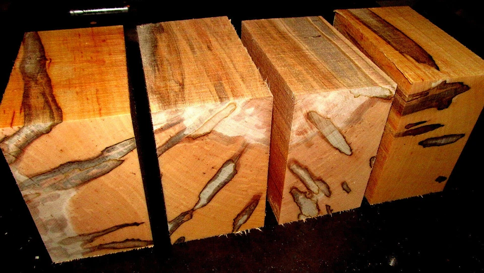 GREEN VALLEY WOOD PRODUCTS FOUR PIECES AMBROSIA MAPLE BOWL BLANKS LUMBER WOOD LATHE CARVE 6" X 6" X 3"