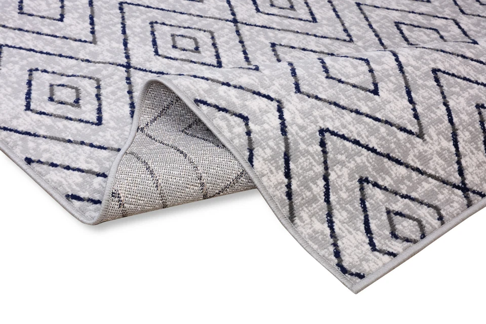 Diamond Geometric Runner - 2'x 8', Grey, Moroccan Transitional Area Rug - 517 - Image 4 of 4