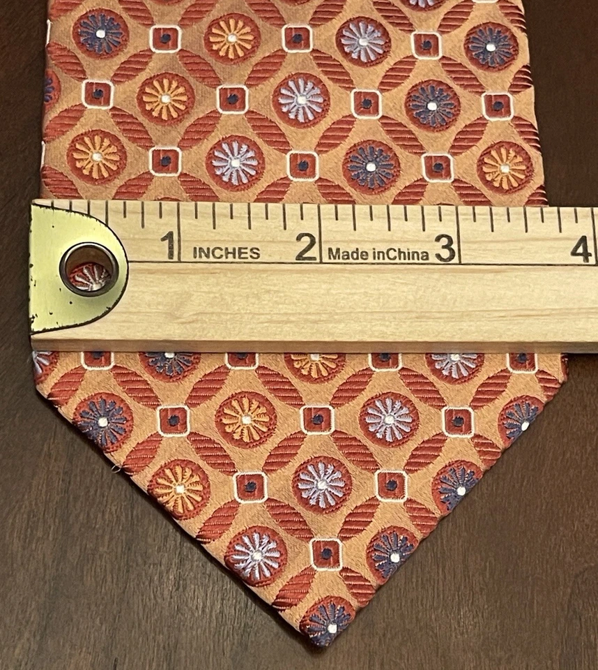 Haggar Orange Blue Hand Made 100% Silk Men’s Neck Tie Made In China - Image 4 of 4