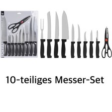 Messer Set 10-tlg Messerset Messer Küchenmesser Schere Brotmesser Fleischgabel