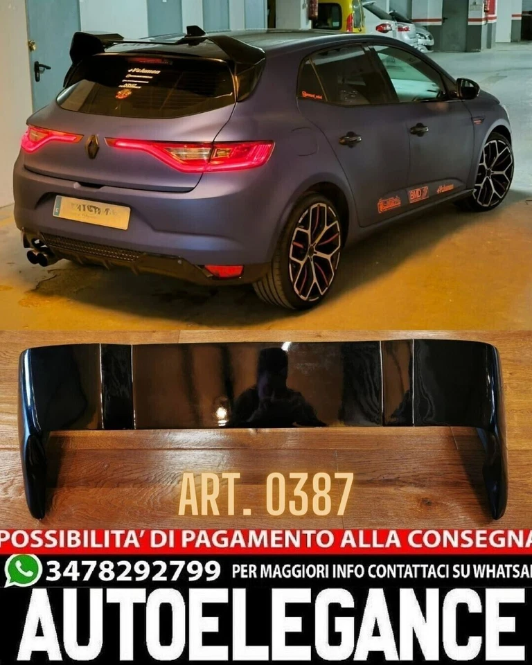 💎DACHSPOILER GEEIGNET FÜR RENAULT MEGANE 4 IV STANDARD LOOK RS GLOSS BLACK💎 - Bild 4 von 4