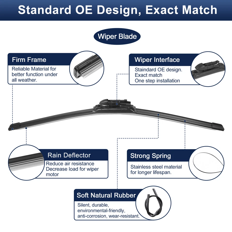 Pieza de 2 limpiaparabrisas delantero de silicona para Smart Fortwo 2007-2015 Foto 4 de 4