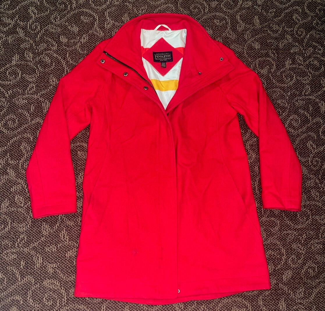 Women’s Pendleton Toggle Wool Red Trench Peacoat … - image 3