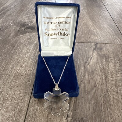 Sterling Silver Blackinton Webster Smith 1976 Crystal Snowflake Necklace
