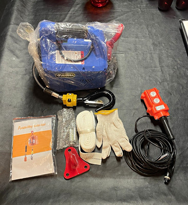 ANBULL Corded Electric Crane Hoist Winch w/ Remote Control, Blue