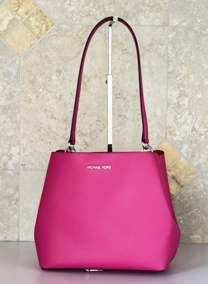 Michael Kors Pratt Medium Bucket Shoulder Tote Bag Dragonfruit | eBay