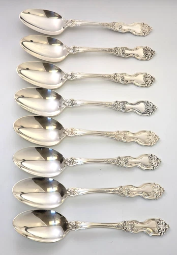 (8) Wallace LA REINE Sterling Silver Soup? Spoons 7 1/8" 430g NO MONO