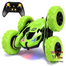 Remote Control Flip Stunt Car Double Sided Driving Toys Gifts Durable Green