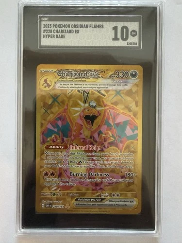 SGC 10 Pokémon Charizard EX 228/197 Obsidian Flames Hyper Rare Gold GEM MINT
