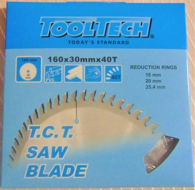 Tooltech Handkreissägeblatt Set 160x30mm 40 Zähnen für Holz und PVC