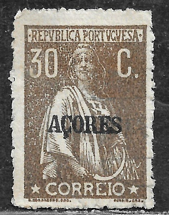 HICK GIRL-  USED PORTUGAL-AZORES STAMP   SC#198  1921  CERES ISSUE    H401