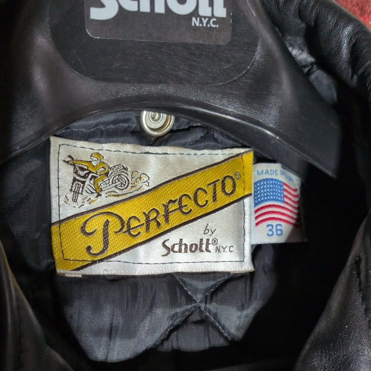 Chaqueta de Cuero Schott 618 Perfecto Double Rider Negra Talla 36 De Colección JAPÓN