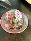Fenton Glass Hat Bonnet Pink w/Flowers & Ribbon Signed S Williams - Lovely