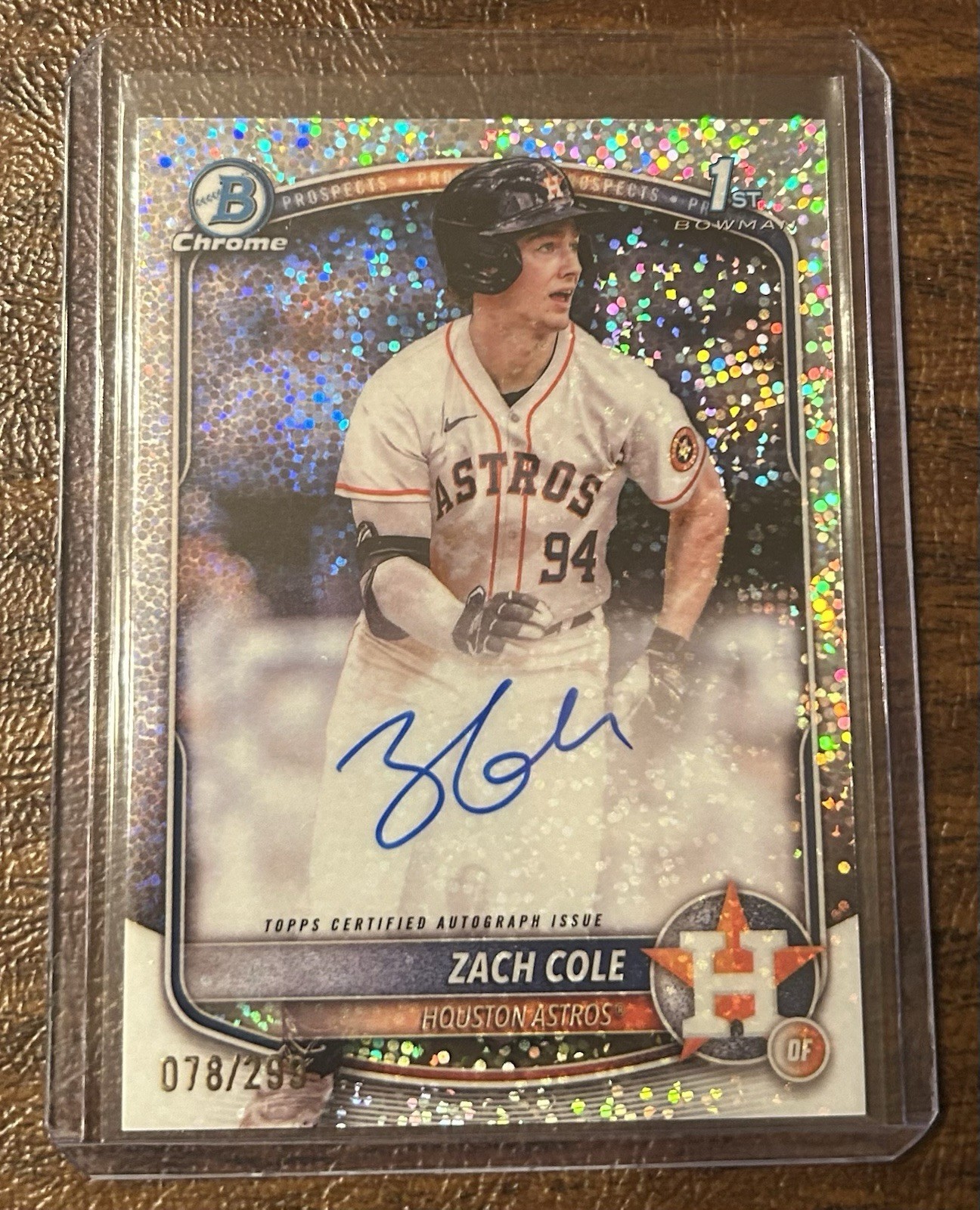 2025 Bowman Chrome Zach Cole 1st Bowman Speckle Auto 78/299 - Houston Astros