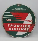 Vintage Frontier Airlines Distressed Rustic Porcelain Enameled Metal Sign
