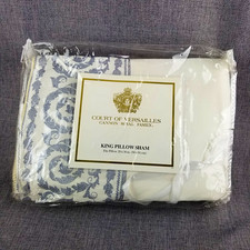Court of Versailles Cannon Royal Family King Pillow Sham Cream Gray Embroidered