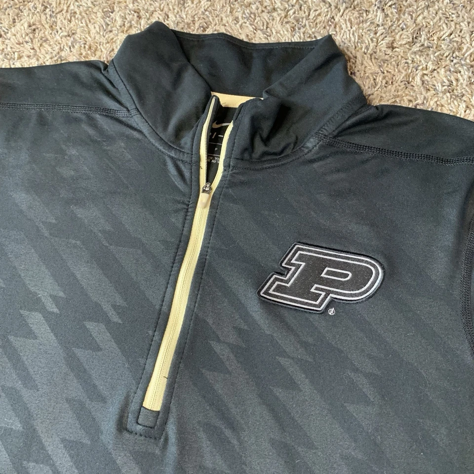Nike Purdue Boilermakers Shirt Mens Small Black Golf Pullover 1/4 Zip Dri-Fit - Image 2 of 4