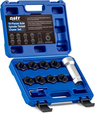 10Pc Axle Spindle Threading Set, Axle Nut Rethread Repair Tool Kit with 8 Dies