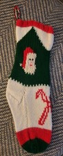 Vintage Christmas Hand-Knit Wool Santa Stocking 22  MCM