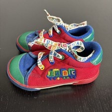 Vintage 90s Toddler Boy Size 7M Sneakers Shoes Primary Colors Train ABC