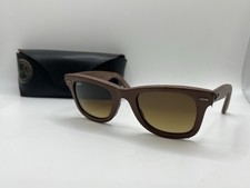 Vintage Ray Ban RB 2140QM 1169/85 Wayfarer Sunglasses Brown Leather