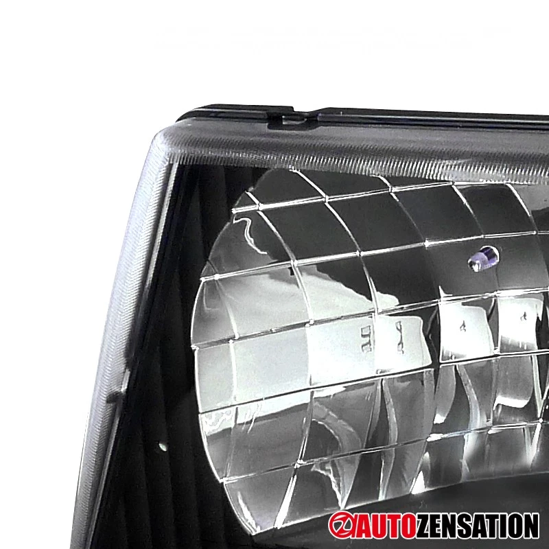 Fit 1992-2006 Ford E150 E250 E350 Econoline Black Headlights+Corner Signal Lamps - Image 4 of 4