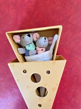LEVLOVS Birthday Mouse in a Matchbox Fuzzy Baby Mice Doll little cheese bed