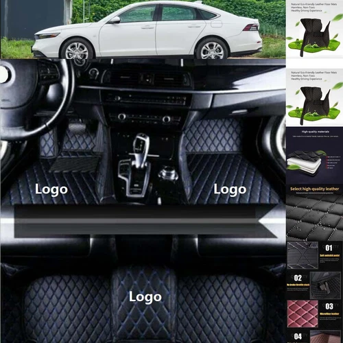 For Honda Accord Car Floor Mats Luxury Custom All Weather PU Leather Carpets - Picture 10 of 35