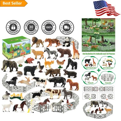 Awesome 50PCS Safari & Farm Animal Toy Set - Fun Educational Gift for Kids
