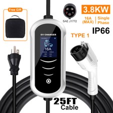 EV Charger 16A Electric Car Portable Charging Cable NEMA6-20 EVSE 110V-240V 25FT