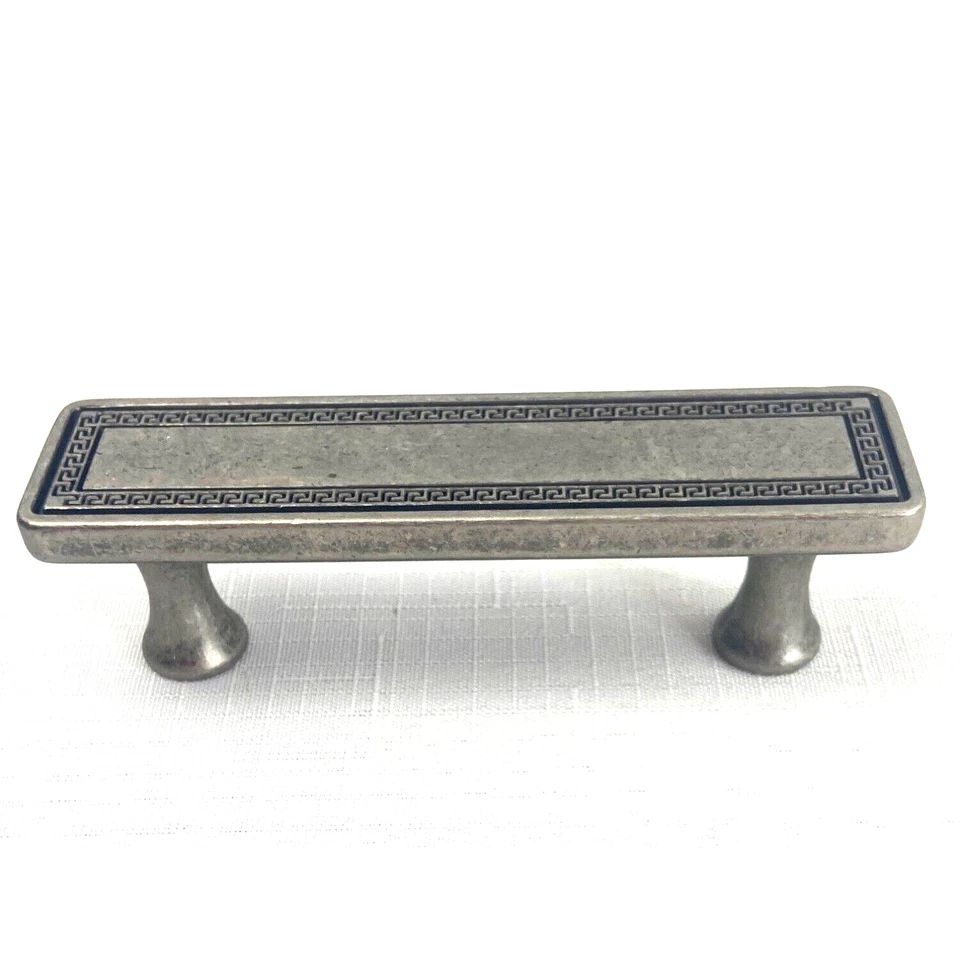 Juego de 4 manijas de nicke rectangulares rectangulares con cajón de tirador vintage Foto 3 de 4