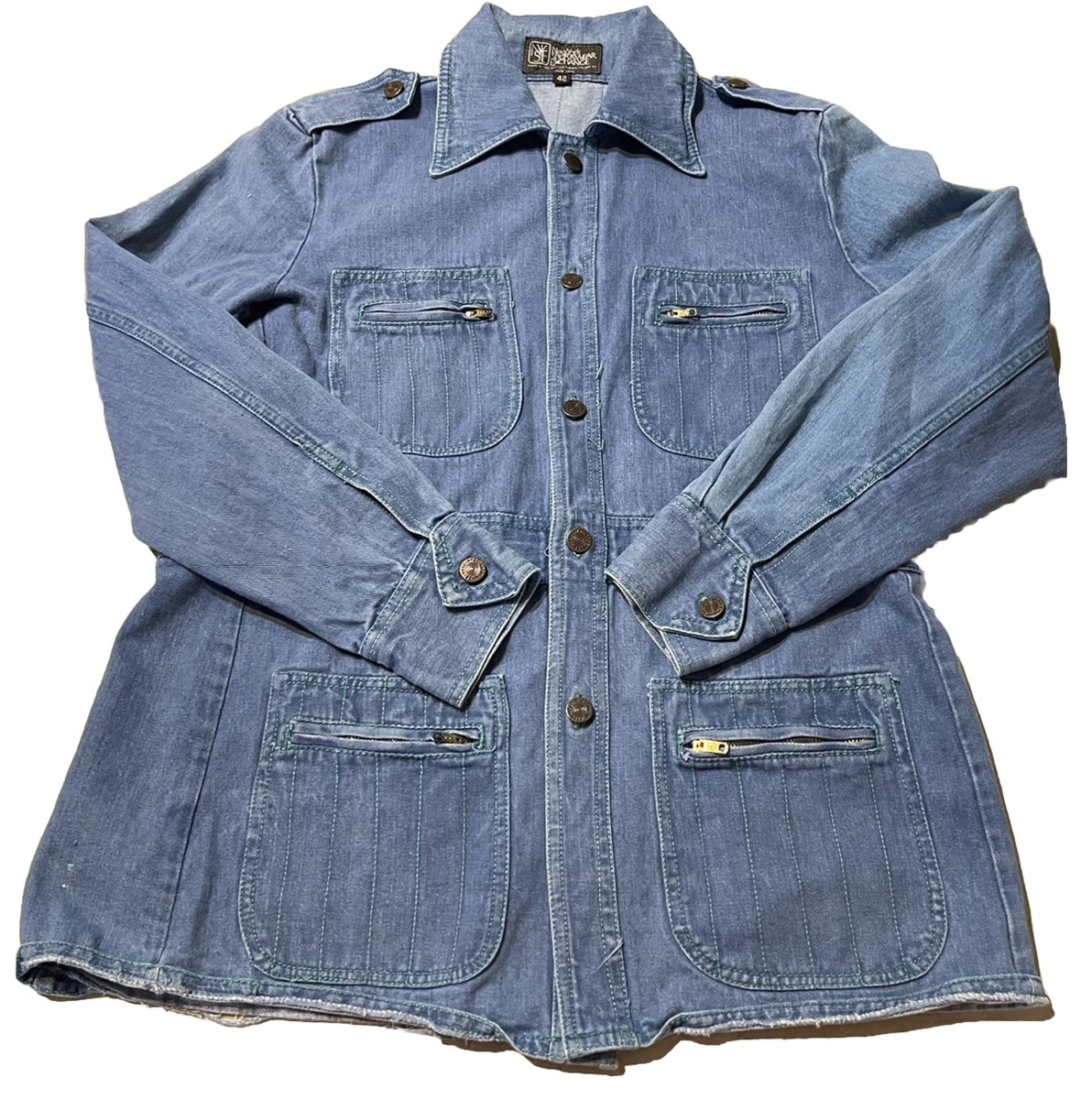 Vtg New York Sportswear Exchange Denim Jean Jacket Men's 42 Zip