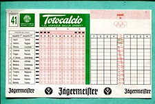 Schedina totocalcio Concorso 41  del 9/6/91-Ascoli-Taranto/Foggia-Pescara