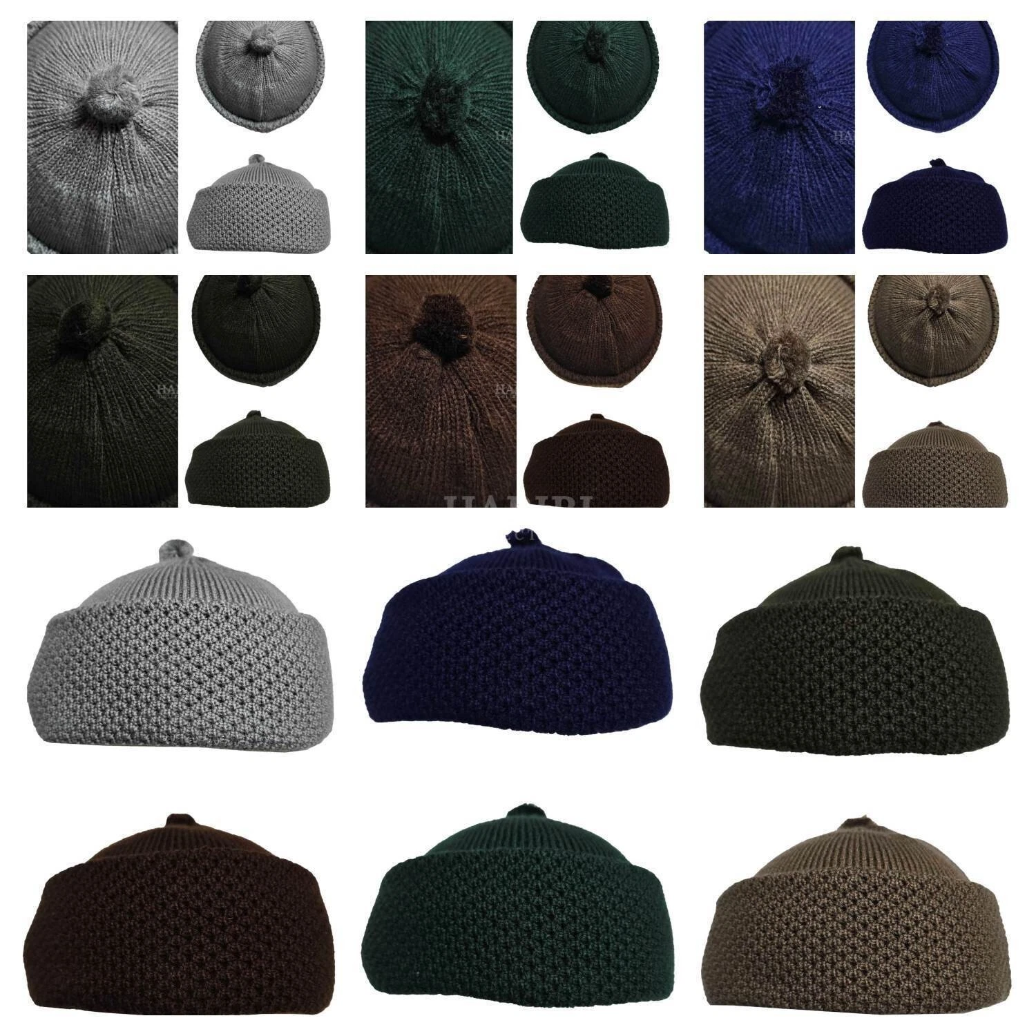 Unisex Super Warm Thick Kufi Turkish Winter Hat Skull Cap Topi Wool Blend Bubble